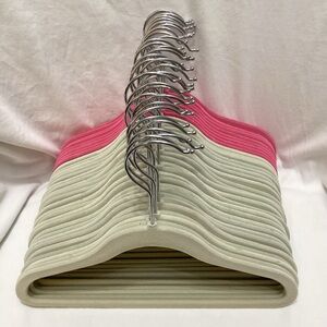 Joy Mangano (JM) Huggable Hangers, Set of 33 Pink and Neutral Velvet Hangers
